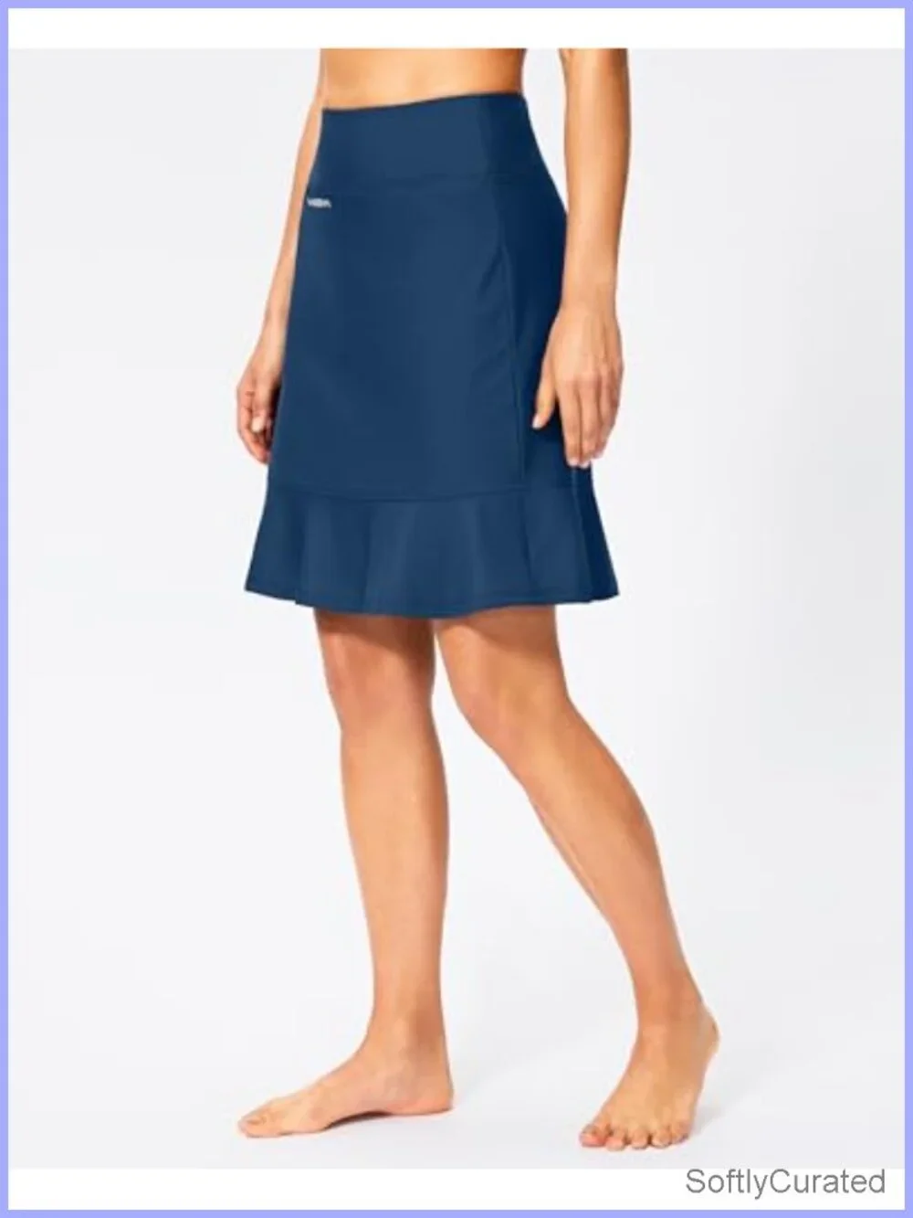 High Waisted Ruffle Swim Skort with Inner Shorts and Pocket